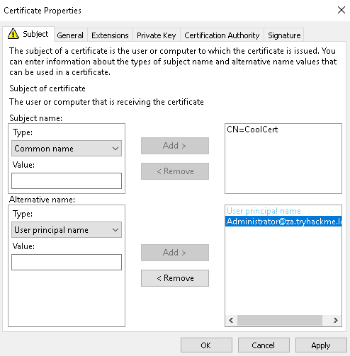 Exploiting a Certificate Template2