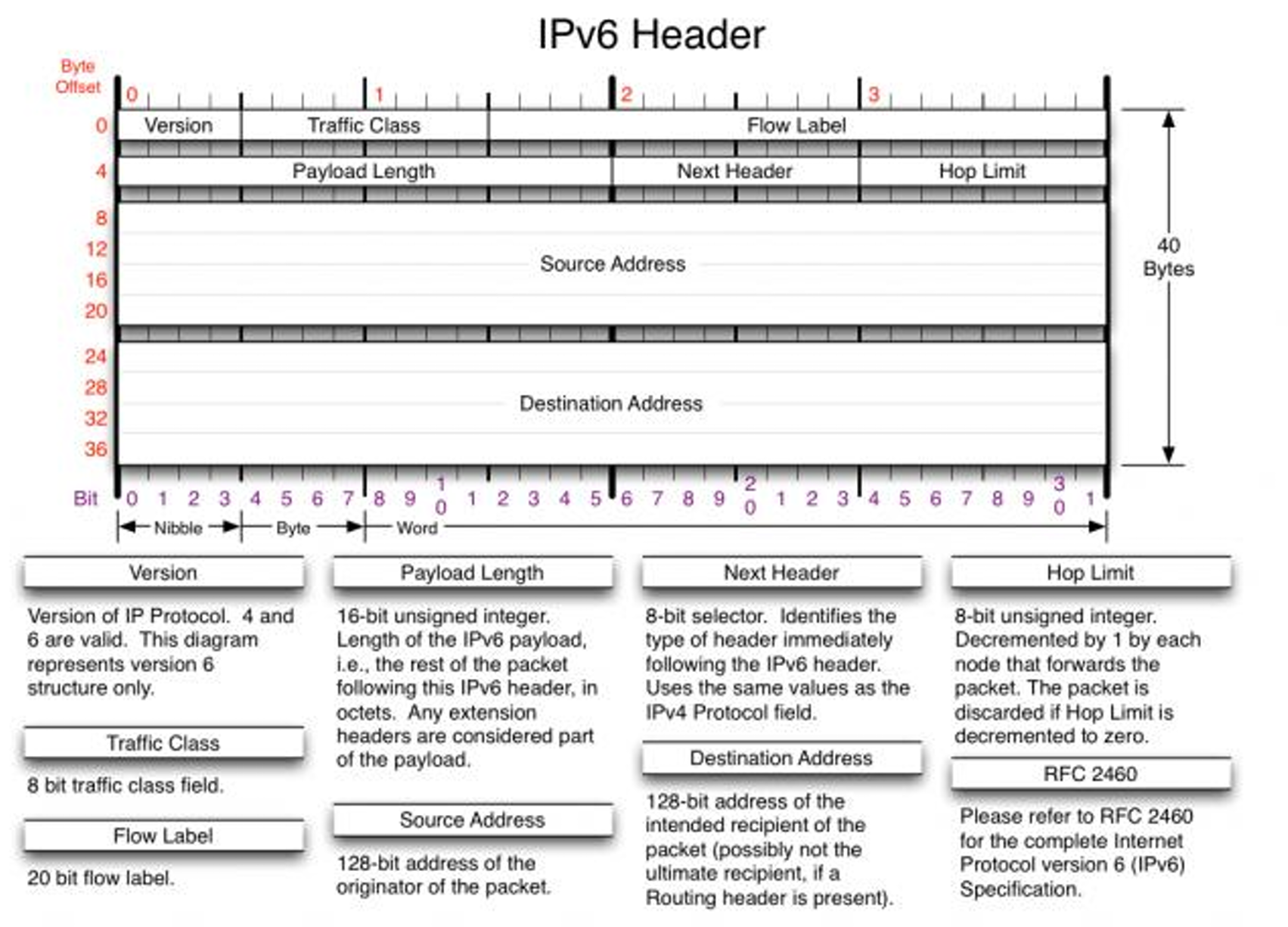 IPv6主首部格式