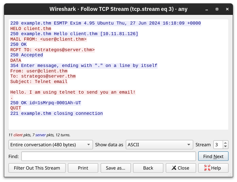 smtp Wireshark